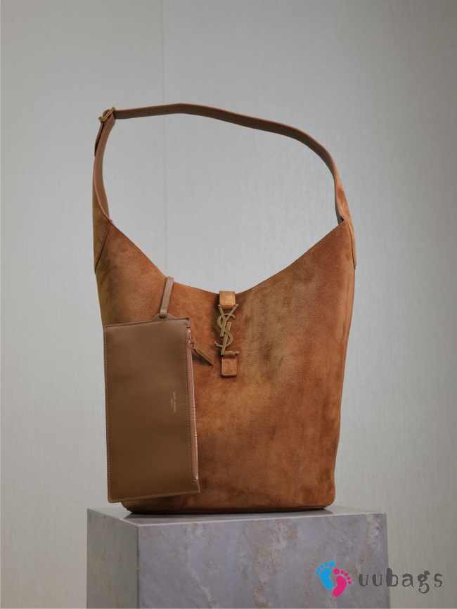 Uubags YSL Brown Le 5 À 7 Hobo Suede Bucket Bag 26x31.5x13.5cm - 1