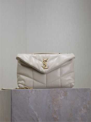Uubags YSL Toy Puffer Bag in Blanc Vintage Lambskin 22.5x16x8cm
