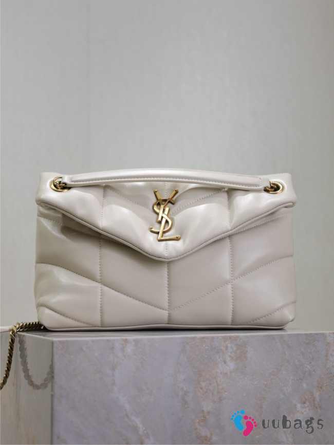Uubags YSL Medium Loulou Puffer Monogram chain satchel in cream soft quilted lambskin leather 29x17x11cm - 1