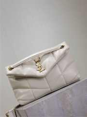 Uubags YSL Medium Loulou Puffer Monogram chain satchel in cream soft quilted lambskin leather 29x17x11cm - 3