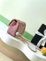 Uubags Chanel mini flap bag, velvet, diamanté & gold-tone metal pink 13x20x7cm - 6