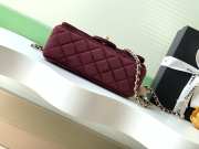 Uubags Chanel mini flap bag, velvet, diamanté & gold-tone metal, burgundy 13x20x7cm - 5