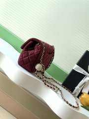 Uubags Chanel mini flap bag, velvet, diamanté & gold-tone metal, burgundy 13x20x7cm - 3
