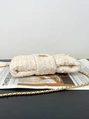 Uubags Chanel nano bow bag tweed fabric & gold-plated metal in beige & white 16x3x13cm  - 3