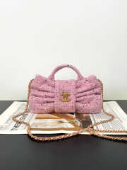Uubags Chanel nano bow bag tweed fabric & gold-plated metal in pink, black & white 16x3x13cm - 1