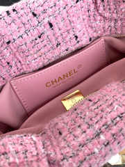 Uubags Chanel nano bow bag tweed fabric & gold-plated metal in pink, black & white 16x3x13cm - 4