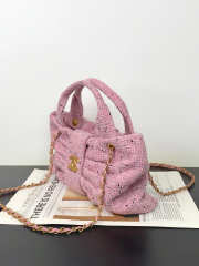Uubags Chanel large bow bag tweed fabric & gold-plated metal in pink, black & white 39x5x25cm - 5