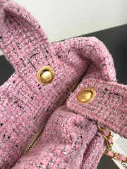 Uubags Chanel large bow bag tweed fabric & gold-plated metal in pink, black & white 39x5x25cm - 3