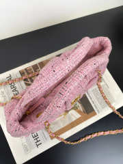 Uubags Chanel large bow bag tweed fabric & gold-plated metal in pink, black & white 39x5x25cm - 4