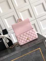 Uubags Chanel Mini Top Handle Flap Bag with Bow Charm Light Pink Quilted Leather & Gold-Tone Metal 20x13x9cm - 6