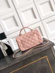 Uubags Chanel Mini Top Handle Flap Bag with Bow Charm Pink Quilted Leather & Gold-Tone Metal 20x13x9cm - 3