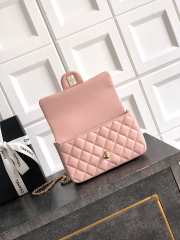 Uubags Chanel Mini Top Handle Flap Bag with Bow Charm Pink Quilted Leather & Gold-Tone Metal 20x13x9cm - 5