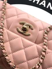Uubags Chanel Mini Top Handle Flap Bag with Bow Charm Pink Quilted Leather & Gold-Tone Metal 20x13x9cm - 6
