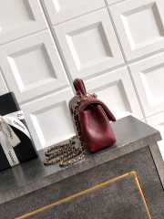Uubags Chanel Mini Top Handle Flap Bag with Bow Charm Burgundy Quilted Leather & Gold-Tone Metal 20x13x9cm - 6