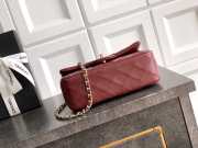 Uubags Chanel Mini Top Handle Flap Bag with Bow Charm Burgundy Quilted Leather & Gold-Tone Metal 20x13x9cm - 3