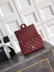 Uubags Chanel Mini Top Handle Flap Bag with Bow Charm Burgundy Quilted Leather & Gold-Tone Metal 20x13x9cm - 2