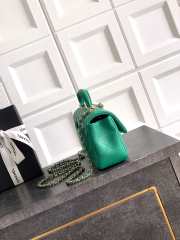 Uubags Chanel Mini Top Handle Flap Bag with Bow Charm Green Quilted Leather & Gold-Tone Metal 20x13x9cm - 3