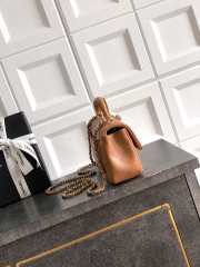 Uubags Chanel Mini Top Handle Flap Bag with Bow Charm Brown Quilted Leather & Gold-Tone Metal 20x13x9cm - 6