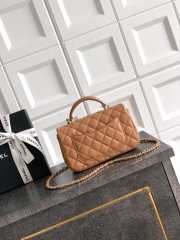 Uubags Chanel Mini Top Handle Flap Bag with Bow Charm Brown Quilted Leather & Gold-Tone Metal 20x13x9cm - 5