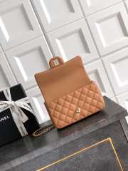 Uubags Chanel Mini Top Handle Flap Bag with Bow Charm Brown Quilted Leather & Gold-Tone Metal 20x13x9cm - 2