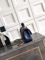 Uubags Chanel Mini Top Handle Flap Bag with Bow Charm Navy Blue Quilted Leather & Gold-Tone Metal 20x13x9cm - 6