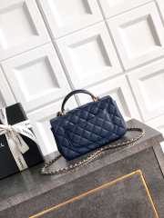 Uubags Chanel Mini Top Handle Flap Bag with Bow Charm Navy Blue Quilted Leather & Gold-Tone Metal 20x13x9cm - 5