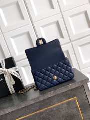 Uubags Chanel Mini Top Handle Flap Bag with Bow Charm Navy Blue Quilted Leather & Gold-Tone Metal 20x13x9cm - 3