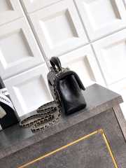 Uubags Chanel Mini Top Handle Flap Bag with Bow Charm Black Quilted Leather & Gold-Tone Metal 20x13x9cm - 6