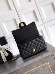Uubags Chanel Mini Top Handle Flap Bag with Bow Charm Black Quilted Leather & Gold-Tone Metal 20x13x9cm - 2