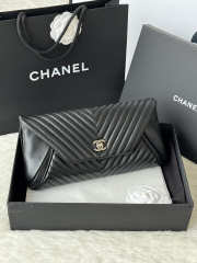 Uubags Chanel Black Chevron Lambskin Fold Up Again Clutch With Silver Hardware 29x14.5cm   - 1