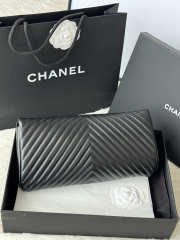 Uubags Chanel Black Chevron Lambskin Fold Up Again Clutch With Gold Hardware 29x14.5cm - 5