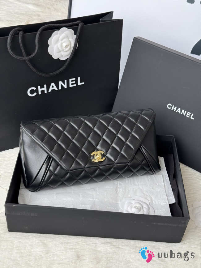 Chanel Blue Quilted Lambskin Leather Fold Up Again Clutch With Gold Hardware 29x14.5cm - 1