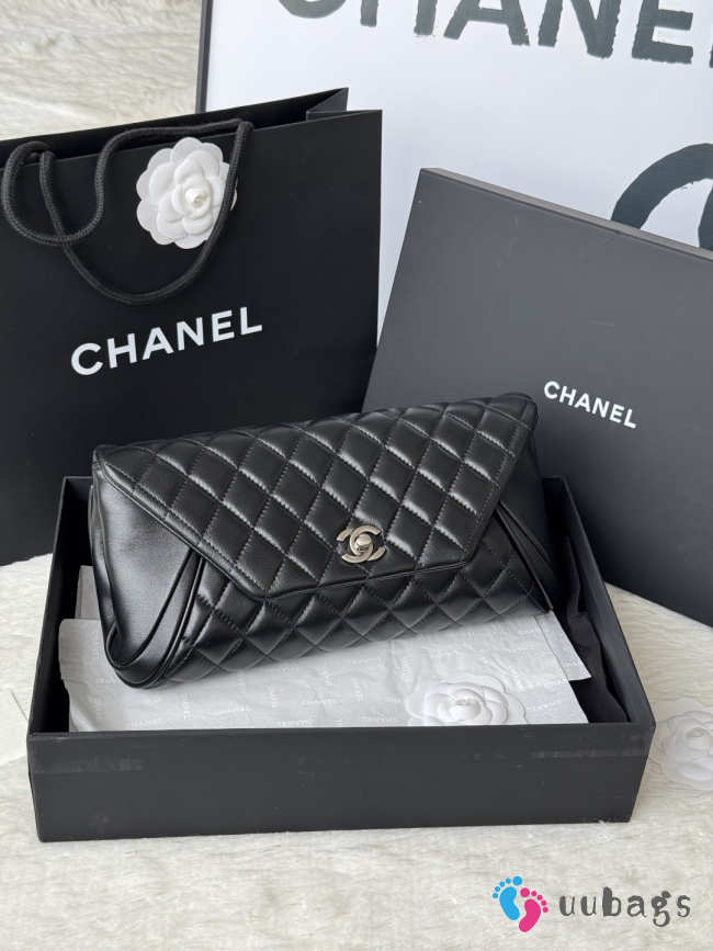 Chanel Blue Quilted Lambskin Leather Fold Up Again Clutch With Silver Hardware 29x14.5cm - 1