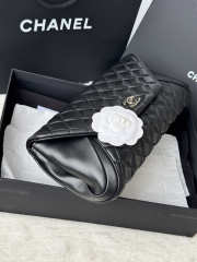 Chanel Blue Quilted Lambskin Leather Fold Up Again Clutch With Silver Hardware 29x14.5cm - 4