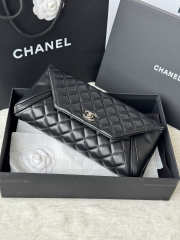 Chanel Blue Quilted Lambskin Leather Fold Up Again Clutch With Silver Hardware 29x14.5cm - 3