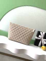 Uubags Chanel Large Zipped Case Printed Fabric & Gold-Tone Metal In Light Beige /Dark Beige 19.6x33.7x12cm - 6