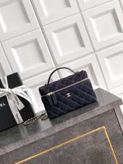 Classic Vanity with Chain Denim Bag & Gold Metal In Dark Blue & Orange 17x19.5x5cm - 1