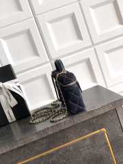 Classic Vanity with Chain Denim Bag & Gold Metal In Dark Blue & Orange 17x19.5x5cm - 6