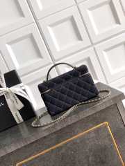 Classic Vanity with Chain Denim Bag & Gold Metal In Dark Blue & Orange 17x19.5x5cm - 5