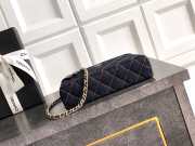 Classic Vanity with Chain Denim Bag & Gold Metal In Dark Blue & Orange 17x19.5x5cm - 4