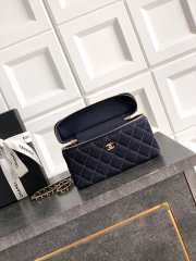 Classic Vanity with Chain Denim Bag & Gold Metal In Dark Blue & Orange 17x19.5x5cm - 3