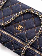 Classic Vanity with Chain Denim Bag & Gold Metal In Dark Blue & Orange 17x19.5x5cm - 2