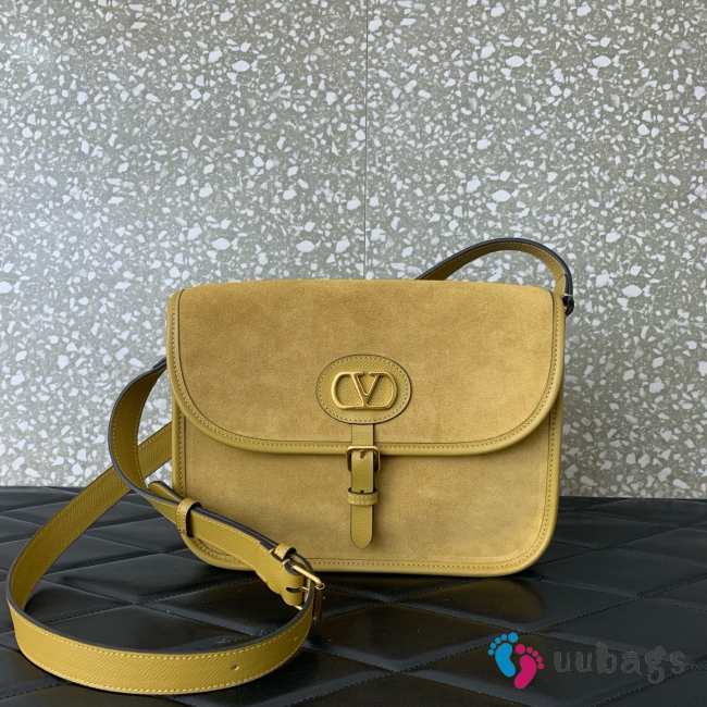 Uubags Valentino Garavani Antibes Suede Shoulder Bag Havana Beige 20.5x26.5x6.5cm - 1