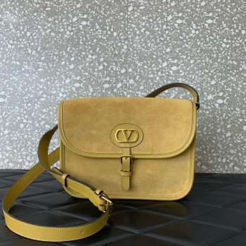 Uubags Valentino Garavani Antibes Suede Shoulder Bag Havana Beige 20.5x26.5x6.5cm