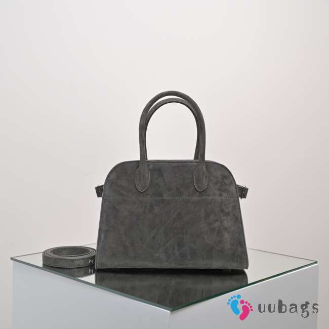 Uubags The Row Small Soft Margaux 10 Bag In Dark Grey Suede 25.5x18x19cm - 1