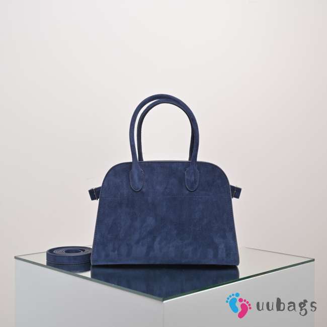 Uubags The Row Small Soft Margaux 10 Bag In Navy Blue Suede 25.5x18x19cm - 1