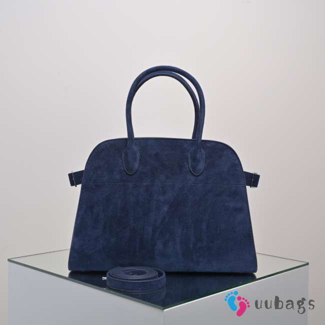 Uubags The Row Medium Soft Margaux 12 Bag In Navy Blue Suede 30.5x23x19cm - 1