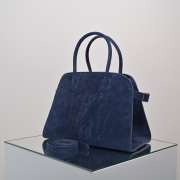 Uubags The Row Medium Soft Margaux 12 Bag In Navy Blue Suede 30.5x23x19cm - 6