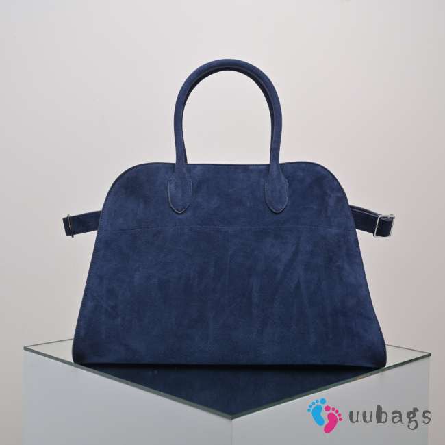 Uubags The Row Large Soft Margaux 15 Bag In Navy Blue Suede 38x28x23cm - 1