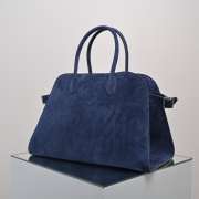 Uubags The Row Large Soft Margaux 15 Bag In Navy Blue Suede 38x28x23cm - 6